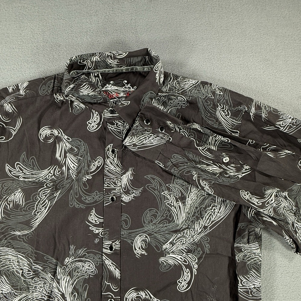 Rock 47 Shirt Mens XL Paisley Black Long Sleeve Western Rodeo Pearl Snap MRC076M